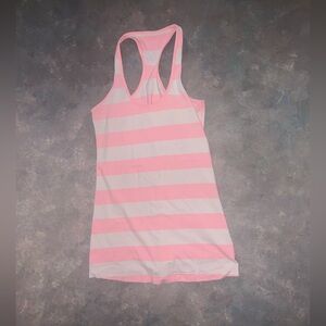 lululemon athletica Pink and White Striped Tank Top